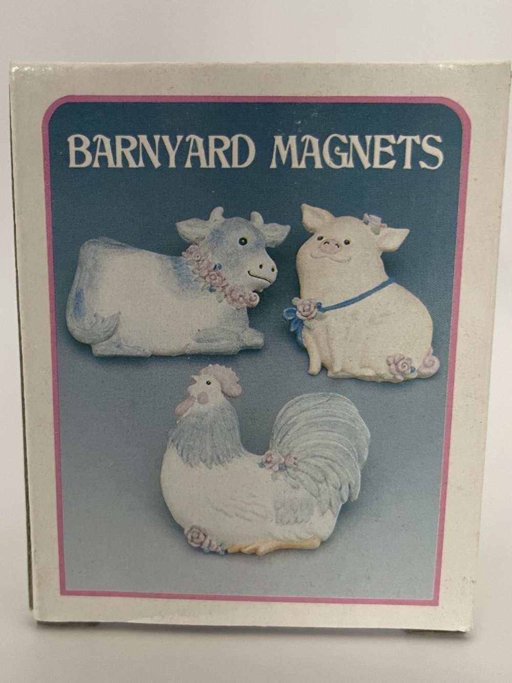 NEW Set of 3 Farm Animal Ceramic Magnets Cow Pig Chicken Barnyard Kitchen Decor